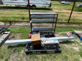 Metal Shelving,weedeater,roller stand