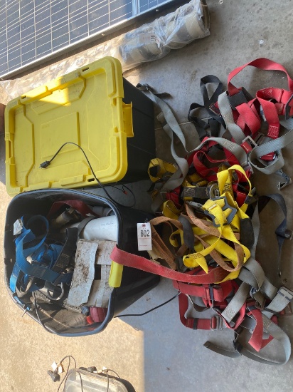 Tote full of safety straps,misc,tote made into incubator