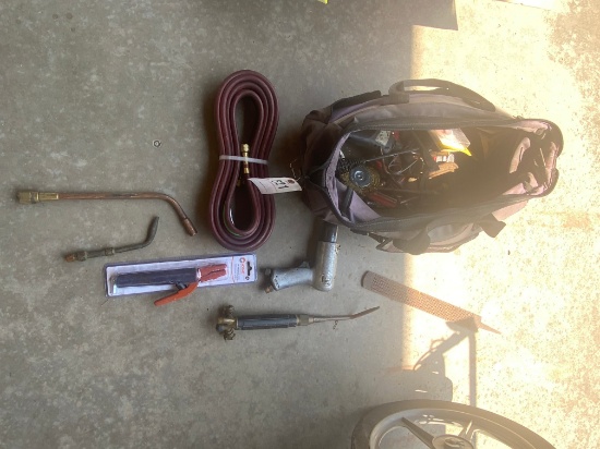 Tool Bag with Torch,oxygen,acct. hose, air tools & misc tools