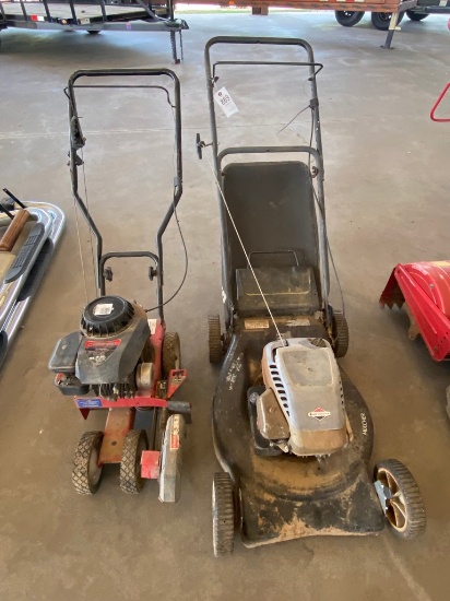 Troy Bilt edger & Poulan Push Mower run