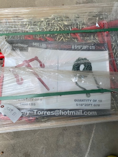5400lb Ratchet Binder & 5/16-20ft. G70 Chains, 5 Ratchet Binders & 10-5/16 20ft. G70 Chains
