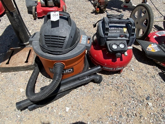 Ridgid shop vac and porta cable air compressor