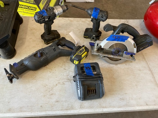 Kobalt Battery 20V & 18V Set with charger, sawzall,skil saww,screw gun & drill