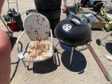 Metal chair,Weber grill