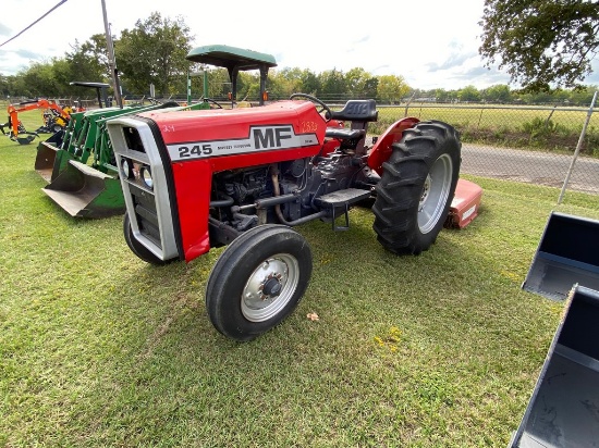 Massey Ferguson model 245 2WD Diesel,runs & operates comes with bush hog 296 6' Mower