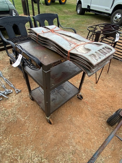 Small metal Cart & metal signs