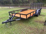 2024 J&C 16' Utility Trailer with remobable gate tandem 3500 lb axles