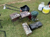 Heaters,chairs,2 tool boxes & seeder