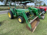 John Deere Model 870 4x4 3627Hrs,Front loader Attachment with bucket runs & operates