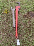 Large pipe wrench & wrench