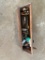 Wooden tool box with content