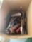 Box of Grease guns, Oil wrenches, misc