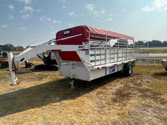 2000 GN 16x6 Stock Trailer Single Axle New Tarp has title