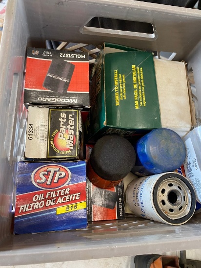 Tote of Hydraulic Lines & crate of misc filter