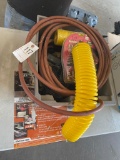 Tote of air Hose & misc power tools