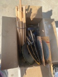 Box of misc tools,wrenches,saw blades