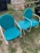 2 Metal Chairs with table