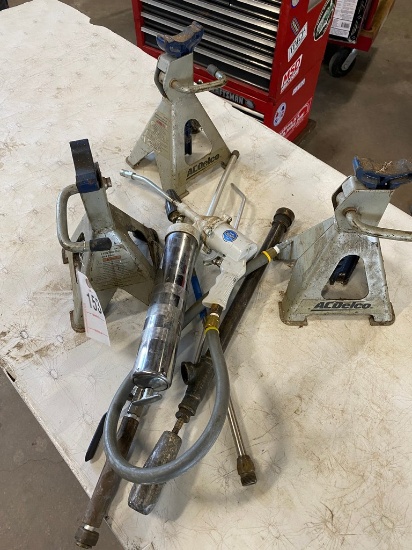 3 Jack Stands,Air Grease Gun & Misc