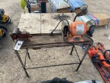 Shop Table with Bench grinder & vise