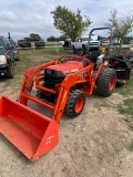02 Kubota B7500 Front loader 4x4 with 5' bush hog and box blade with ripper