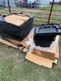 2 -pallet of Card Board boxes & 4 plastic bins with lids