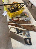 Crate with crow bars,turn buckets,tarp