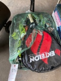 Tote full of bungee straps & 2 rackets