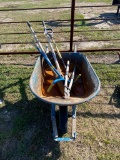 Wheel Barrel with yard tools
