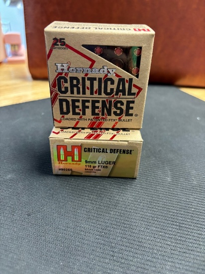 2-25 round boxes hornady critical defense 9MM/118 grain