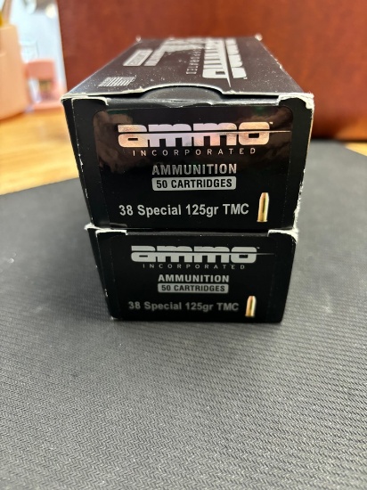 2-50 Round boxes ammo inc 38 spcl 125 grain total metal casing