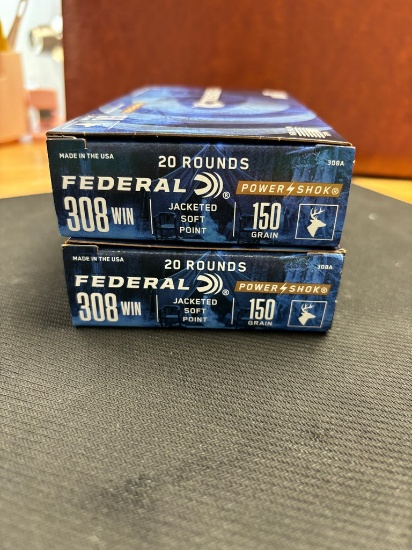 2-20 round Boxes of federal power shok 308 win mag jacketed soft point 150 grain