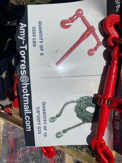 5 Ratchet boomers & 10 3/8 20' Chains