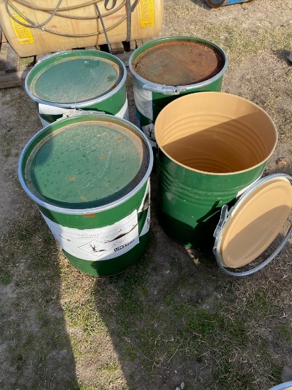 Lot of 4 Small Green Barrels removable lid air tight