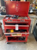 Tool Box with content,sockets,wrenches, screwdrivers