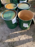 Lot of 4 Small Green Barrels removable lid air tight