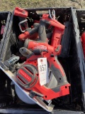 Crate of Milwaukee power tools