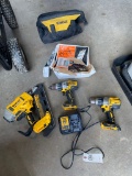 Dewalt Nail Gun, 2 drills, & charger no battery, box of nails