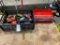 Crate of Power tool,battery charger,warning triangle