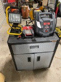 Gladiator tool Box with shop lights, impact, sander and jump box