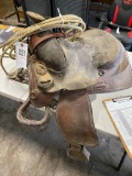 Saddle with rope & bridle, herford brand