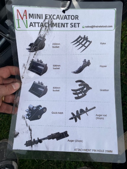 New miva 9 pc mini Excavator attachment bundle