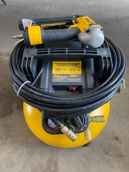 Dewalt 6 Gallon air Compressor with hose & nailer
