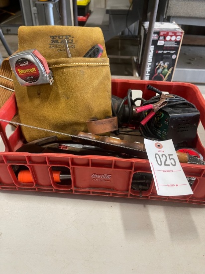 Crate with tools,saw & battery charger