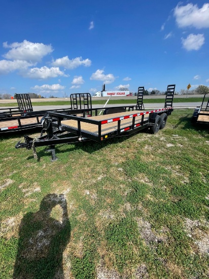 New 83x20 Heavy Duty with 7K Axles,brakes,stand up ramps, heavy duty jack & hitch