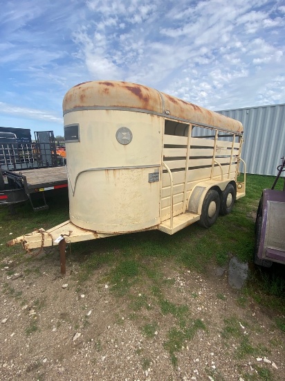 S&H 14" Bumper Pull Stock Trailer,Escape door,Cut Gate,rear Swing,slide gate