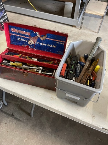 Tote full of tools & tool box with content