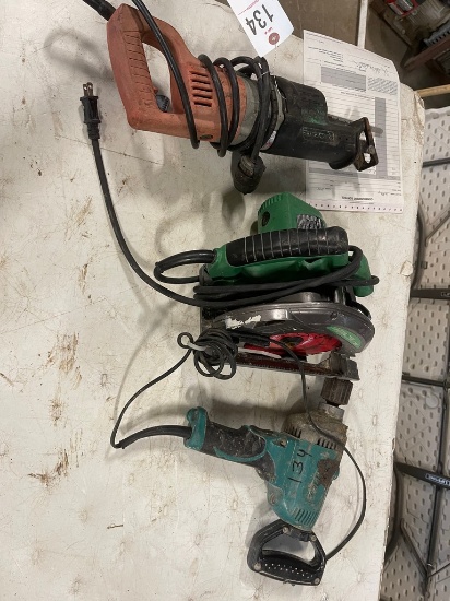 Hitachi Saw, Milwaukee Saw Zall, makita Drill