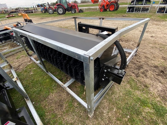 New Wolverine Quick Attach Skid Steer Heavy Suty Hydraulic Angle Broom 72" Model#PAB-11-72W