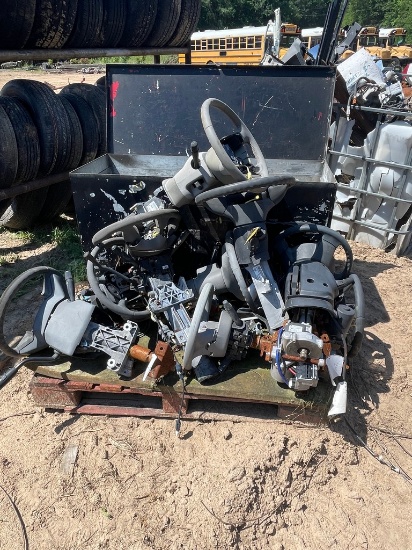 Metal tool box with content, bundle of steering columns