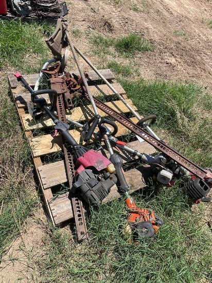 Pallet of Weedeaters Edgers & tractor jacks